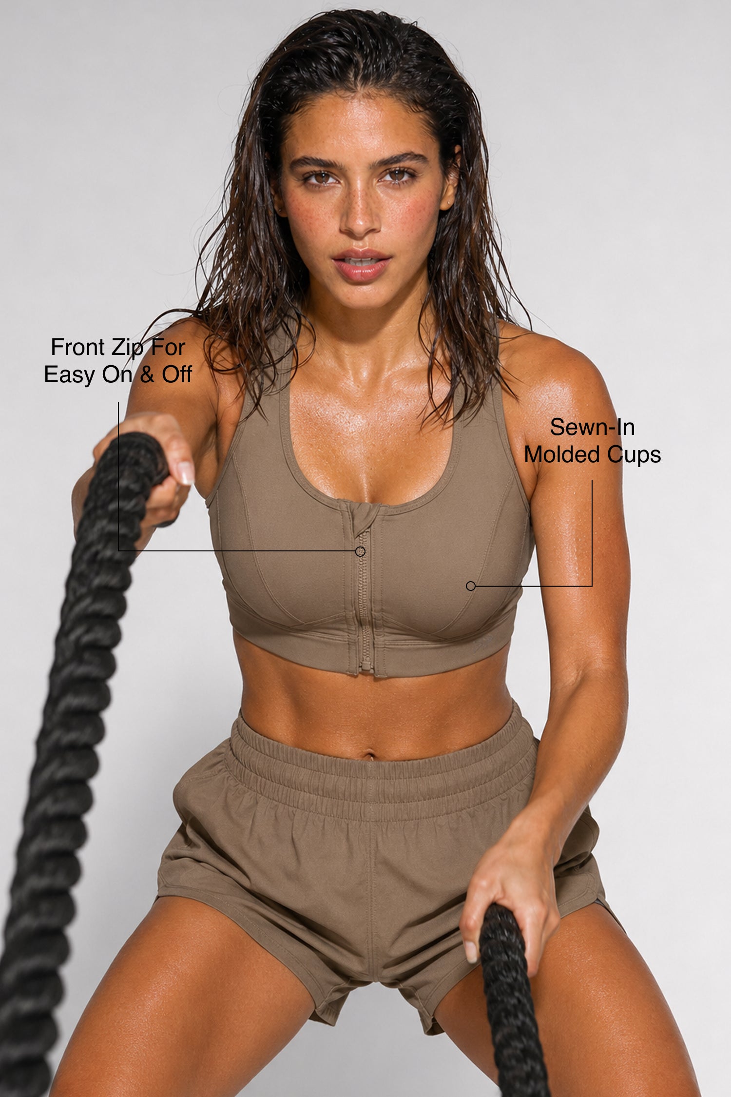 Enfold™ Zip Front Breathable Racerback High Impact Running Bra | Women's High Support Sports Bra