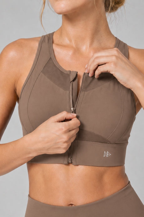 Sculpt™ Zip Front Breathable Racerback High Support Running Bra | Women's High Support Sports Bra