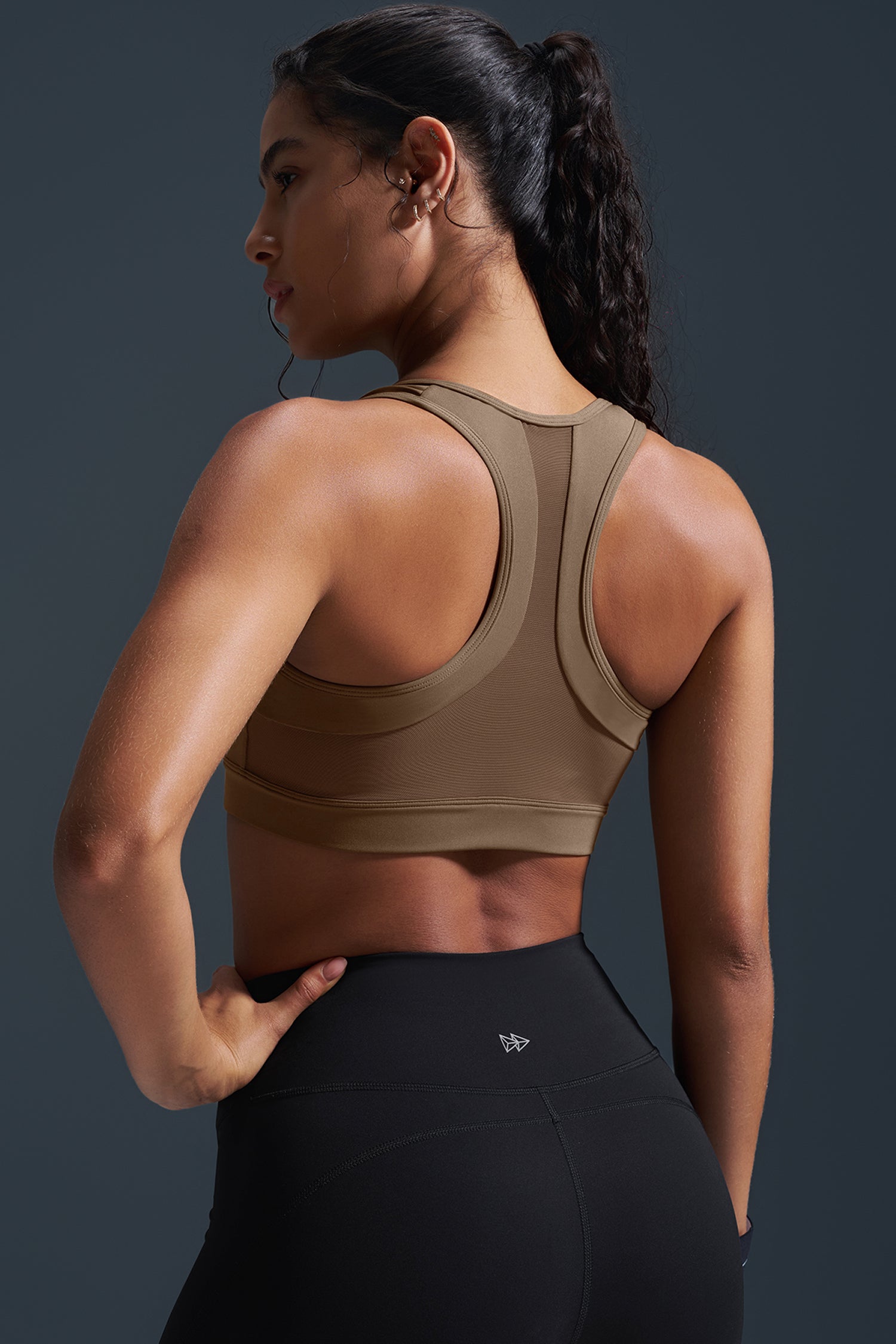 Reggiseno da corsa imbottito con schiena incrociata in rete e cerniera frontale Enfold | Reggiseno sportivo ad alto sostegno da donna