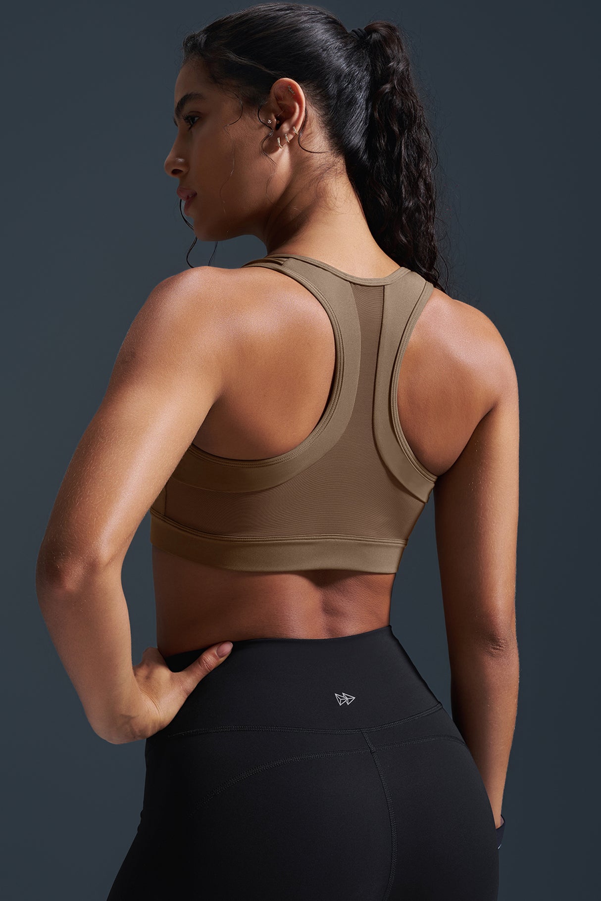 Reggiseno da corsa imbottito con schiena incrociata in rete e cerniera frontale Enfold | Reggiseno sportivo ad alto sostegno da donna