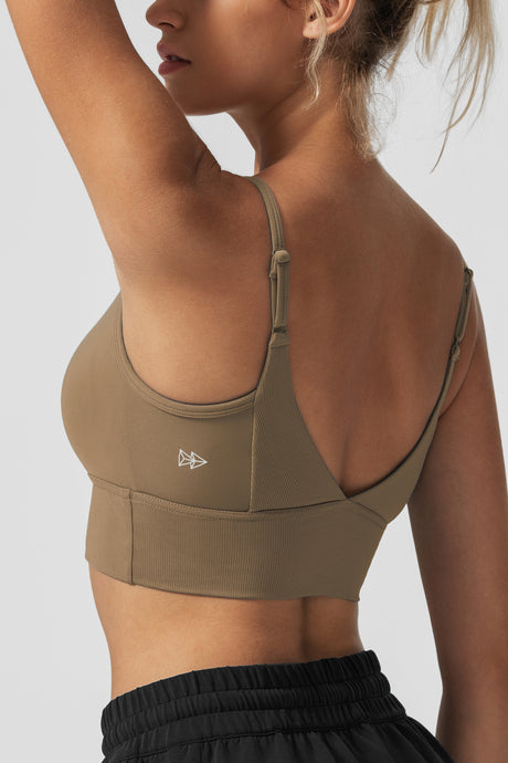 Echo™ V-Neck Ribbed Padded Yoga Bra | Women's Light Support Sports Bra