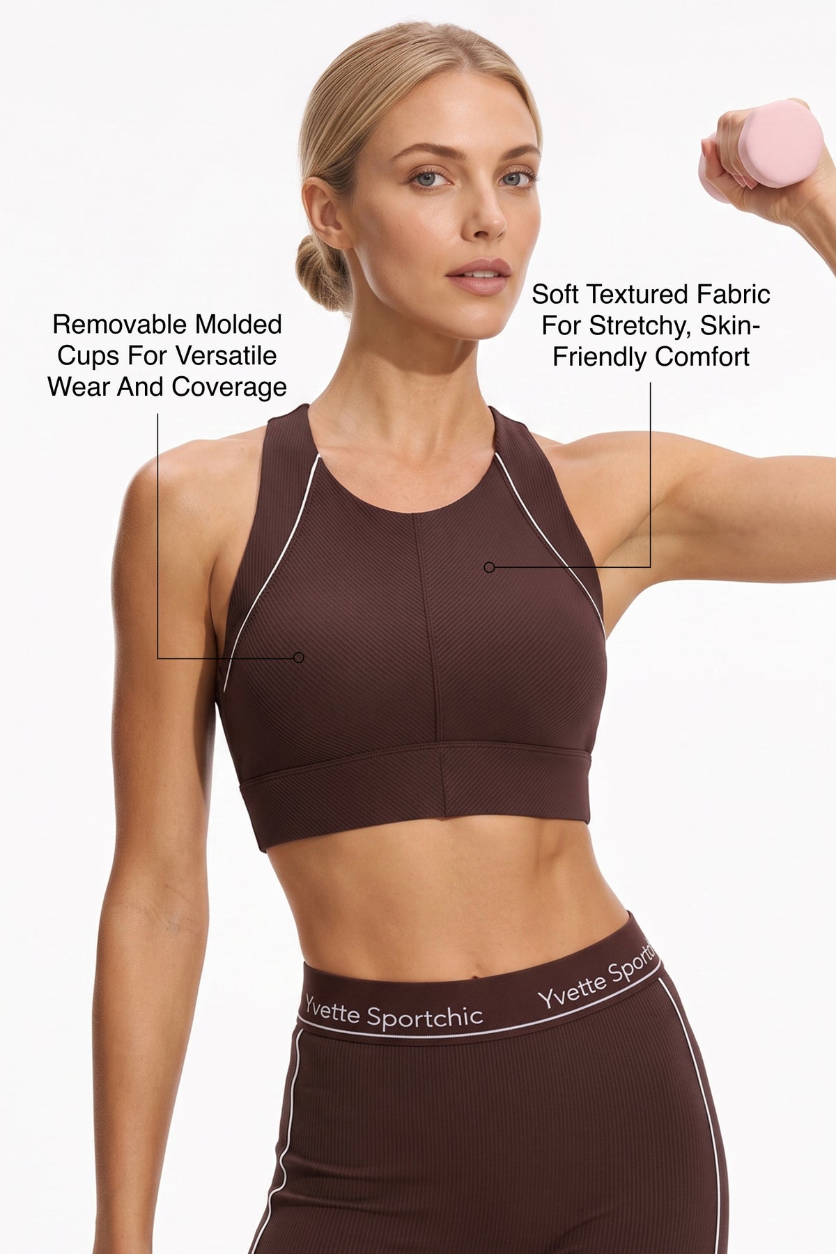 Anywhere™ Removable Cups Racerback Longline Light Support Bra | Women's Light Support Sports Bra Best For Yoga, HIIT