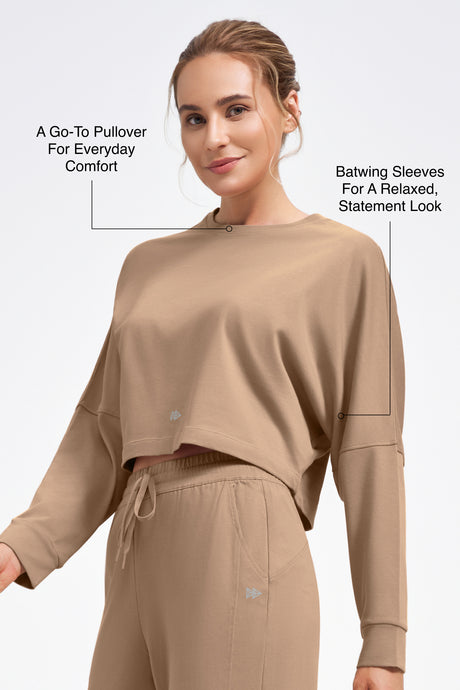 Anywhere™ Women's Cropped Batwing Sleeve Sweatshirt - image 3