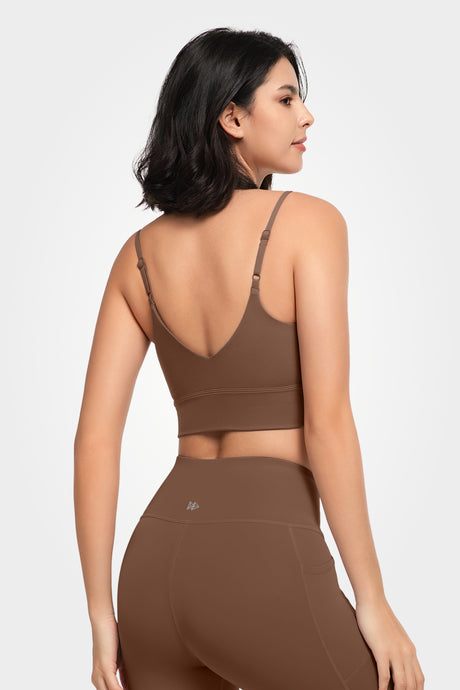 Sculpt™ Scoop Neckline  Strappy Padded Yoga Bra | Women's Light Support Sports Bra