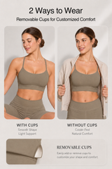 Reggiseno yoga imbottito con scollo a barchetta e spalline sottili Anywhere | Reggiseno sportivo con supporto leggero da donna