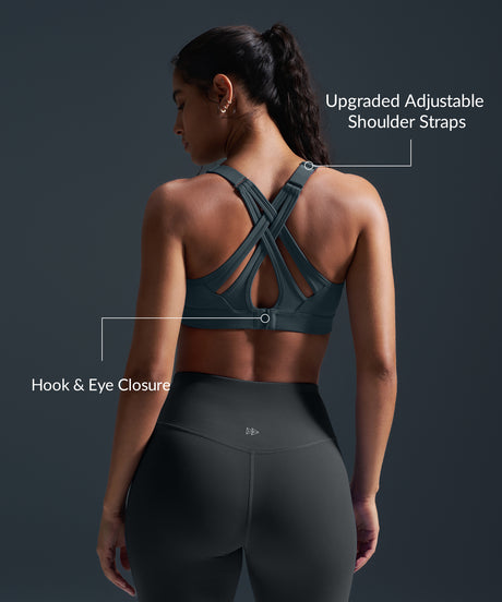 Power Adjustable Criss Cross Padded Running Bra | Women's High Support Sports Bra