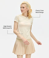 Sculpt Elastic Stretchy Slim Fit Tennis Tee| Women's Short Sleeve T-shirt