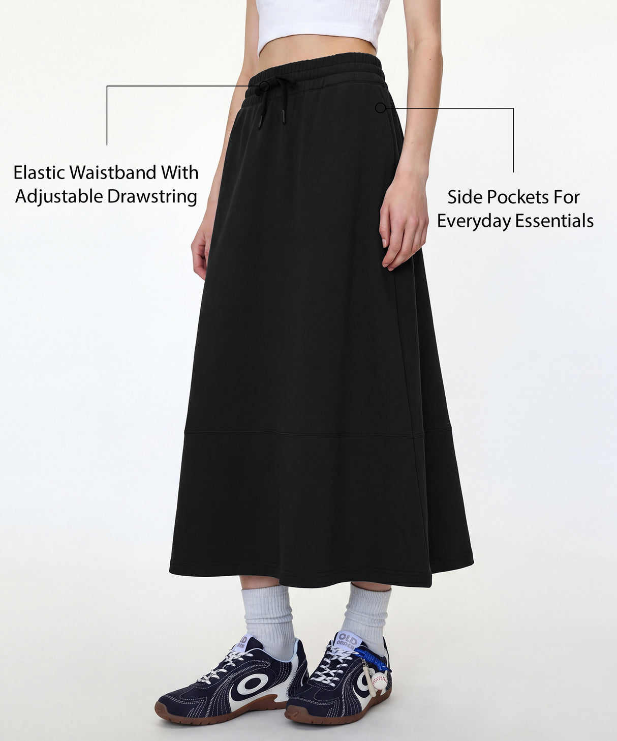 Anywhere Elastic Drawstring Pockets Daily Skirt | Women's Sports Skirt