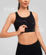 Echo Front Zip Perforerad Solid Vadderad Löpar-BH | Sport-BH med Högt Stöd för Damer