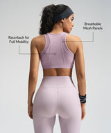 Power Front-Zip Mesh Racerback Löpar-BH | Sport-BH med högt stöd för kvinnor