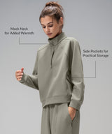 Anywhere™ Half-Zip Mock Neck Pockets Sweatshirt | Women's Sports Sweatshirt