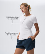 Mjuk och lätt enkel Henley-t-shirt med kort ärm, överallt