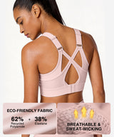 Power V-Neck Adjustable Cross Back Padded Running Bra | Women's High Support Sports Bra