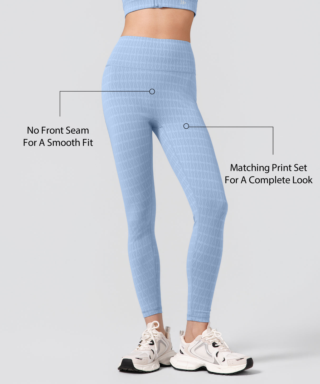 Power Jacquard Pattern No Front Seam High-Rise Running Leggings 25inches | Women's High Support Leggings