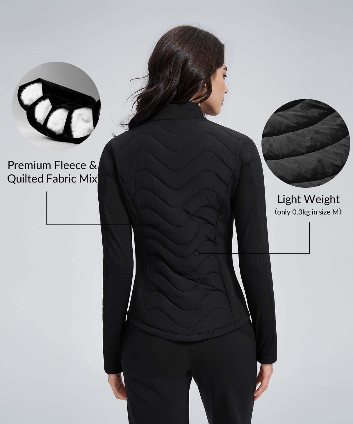 Lättvikts fleece quiltad jacka med dragkedja från Anywhere | Damjackor