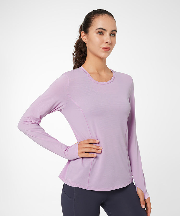 Shift Light löpar-T-shirt med meshfickor | Långärmad T-shirt för kvinnor