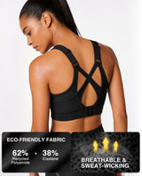 Power V-Neck Adjustable Cross Back Padded Running Bra | Women's High Support Sports Bra
