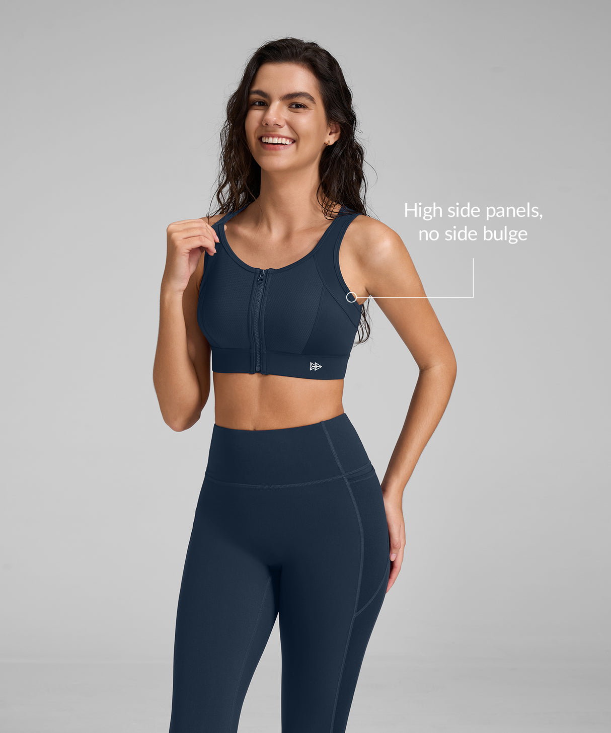 Power Cutout Racerback Zip Front Running Bra | Women's High Support Sports Bra