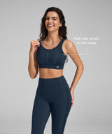 Power Cutout Racerback Zip Front Running Bra | Women's High Support Sports Bra