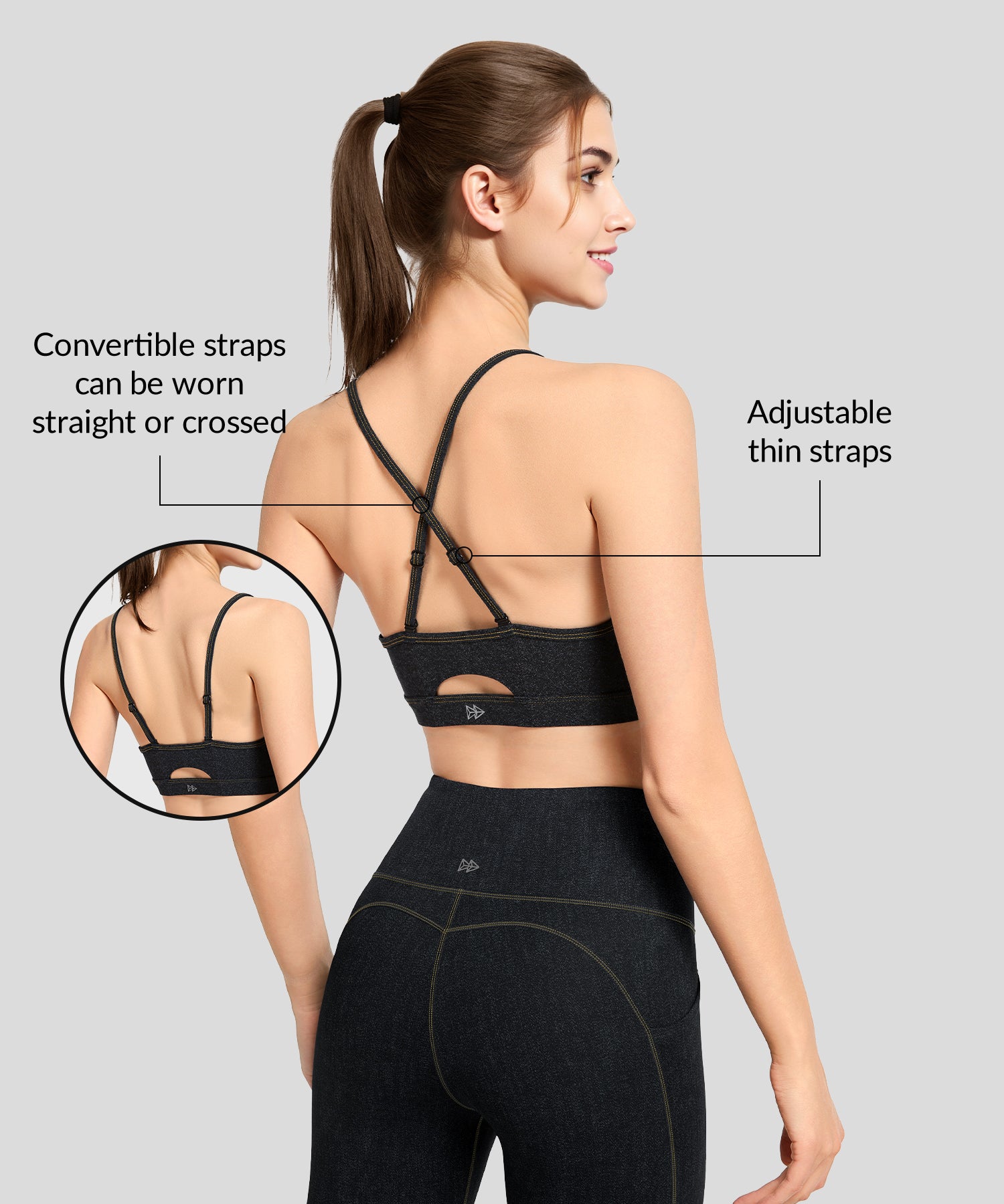 Anywhere Adjustable Thin Strap Removable Pads Sports Bra | Women's Light Support Sports Bra