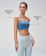 Sujetador de yoga con almohadillas fijas y espalda cruzada Anywhere | Sujetador deportivo de sujeción ligera para mujer