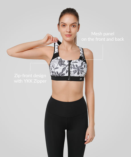 Enfold Zip Front Padded Running Bra | Women's High Support Sports Bra