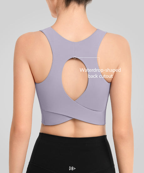 Anywhere Ribbed Contrast Hollow Out Yoga Bra| Women's Light Support Sports Bra