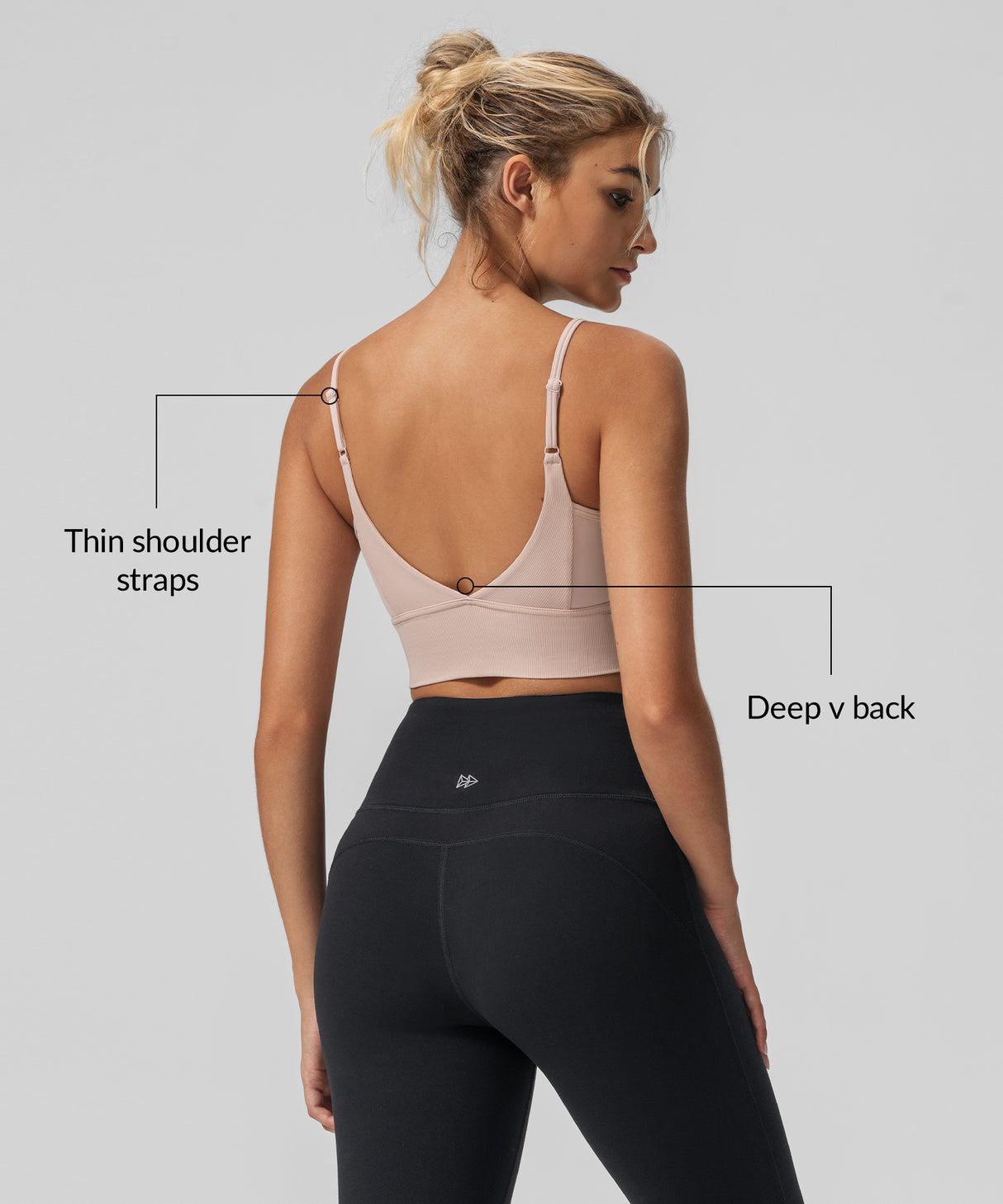 Reggiseno yoga imbottito a coste con scollo a V Echo | Reggiseno sportivo leggero da donna