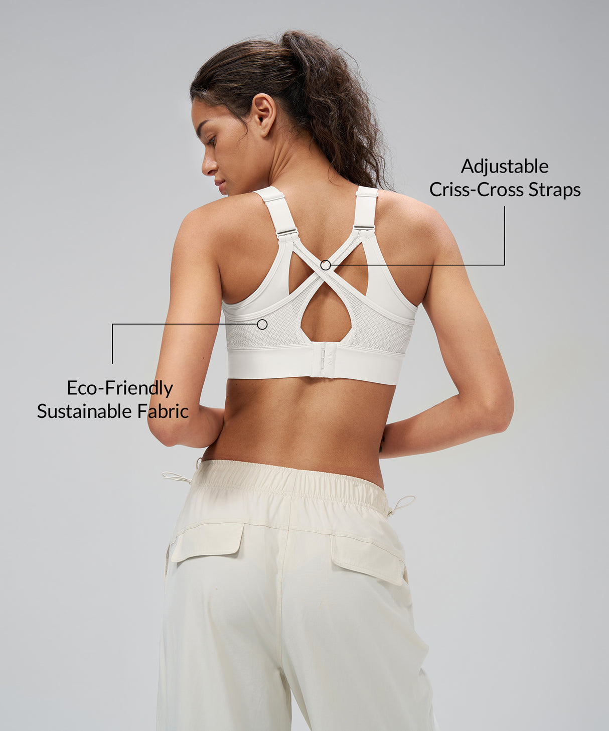 Power V-Neck Adjustable Cross Back Padded Running Bra | Women's High Support Sports Bra