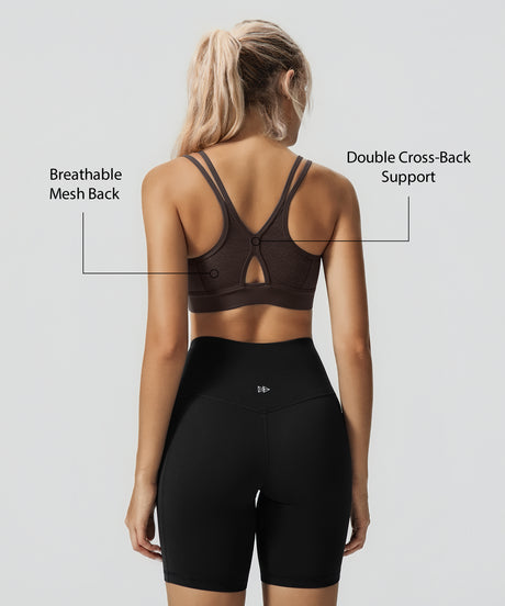 Anywhere V-neck Diamond Mesh Yoga Bra| Women's Light Support Sports Bra