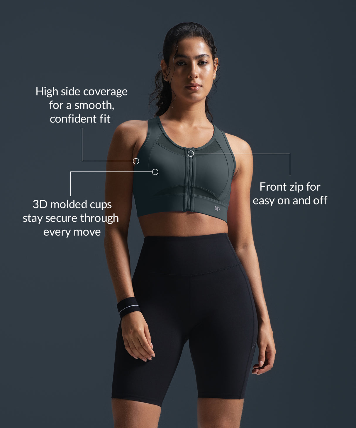 Sculpt Zip Mesh Racerback Vadderad Löpar-BH | Sport-BH med Högt Stöd för Damer