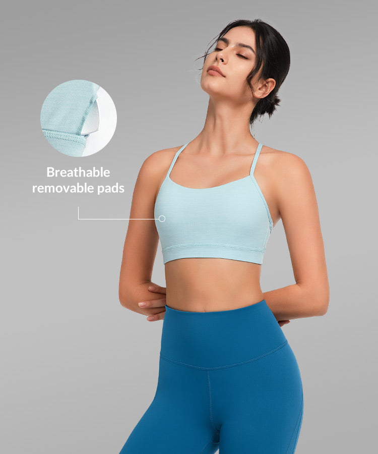 Anywhere Scoop Neckline Strappy Padded Yoga Bra | Women's Light Support Sports Bra