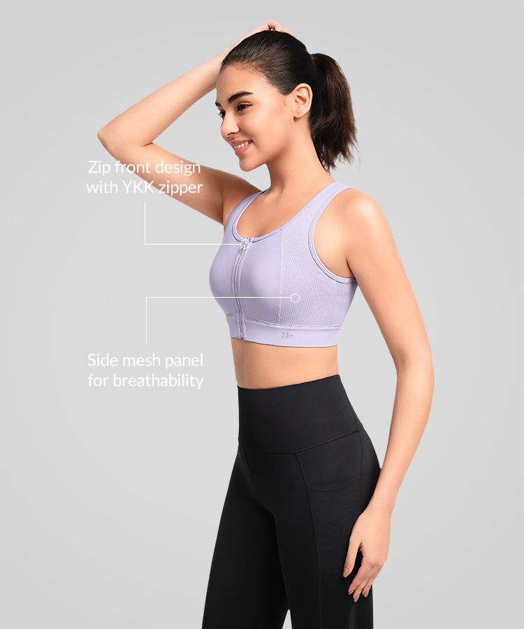 Power Back Adjustable Mesh Running Bra | Women's High Support Sports Bra Purple