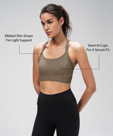 Shift Ribbed Sewn-in Pads Racerback Running Bra | Women's High Support Sports Bra