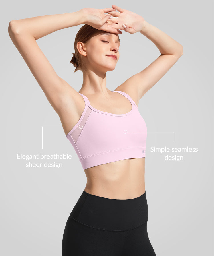 Sujetador de yoga de malla transparente con doble tirante Anywhere | Sujetador deportivo de sujeción ligera para mujer