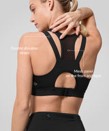 Power Zip Front Mesh Padded Running Bra | Damen Sport-BH mit starkem Halt
