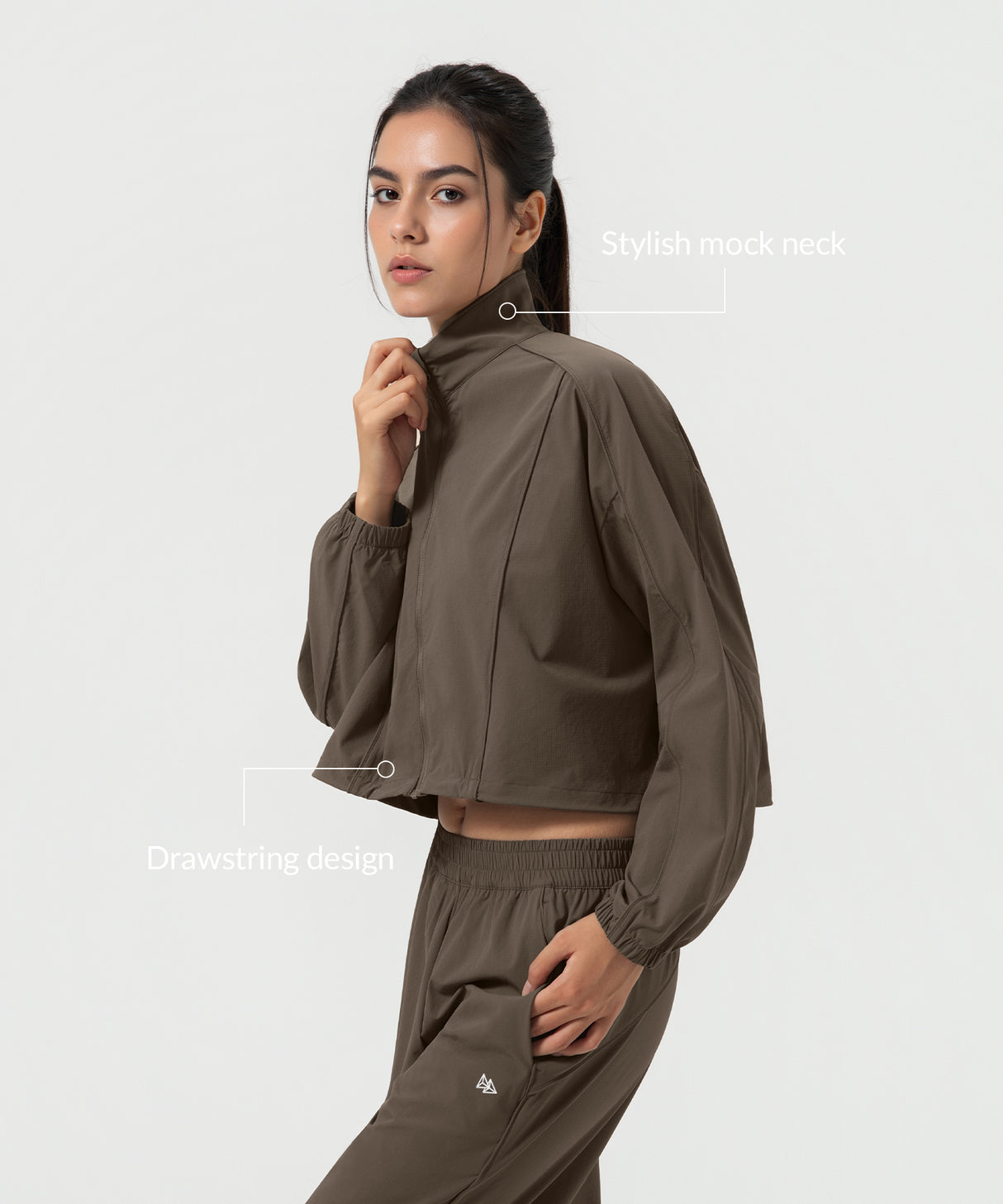 Anywhere Kurzer Stehkragen Mode Freizeitjacke | Damen Sportjacke