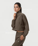 Anywhere Kurzer Stehkragen Mode Freizeitjacke | Damen Sportjacke