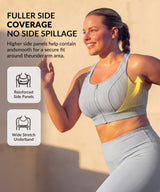 Power Zip Front Stripe Pattern Running Bra | Women's High Support Sports Bra