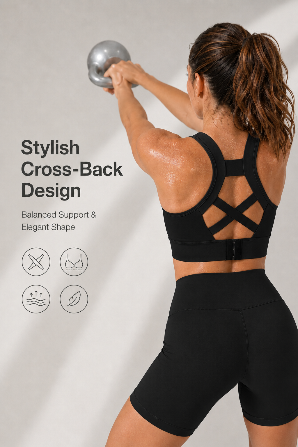 Echo™ Natural Shine Sporty Open-back Running Bra | Women's High Support Sports Bra