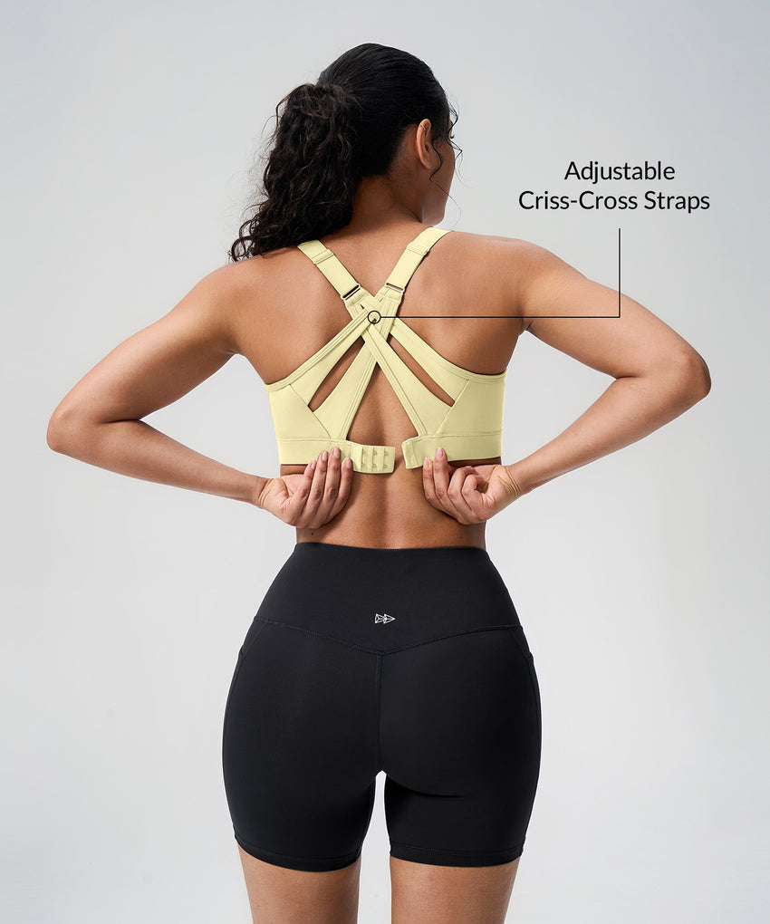 Power Adjustable Criss Cross Padded Running Bra | Women's High Support Sports Bra