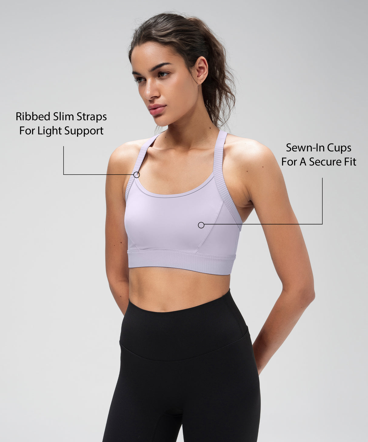 Shift Ribbed Sewn-in Pads Racerback Running Bra | Women's High Support Sports Bra