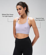 Shift Ribbed Sewn-in Pads Racerback Running Bra | Women's High Support Sports Bra