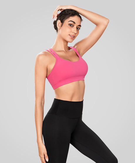 Echo Long Double Cross Straps Padded Yoga Bra | Women's Light Support Sports Bra