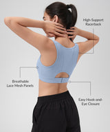 Power Racerback Breathable Lace Mesh Bra | Women's High Support Sports Bra