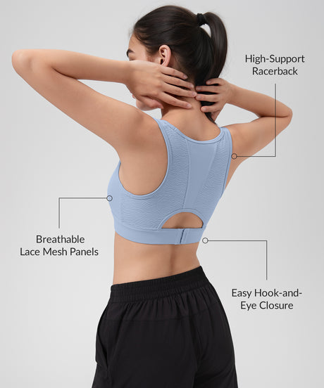 Power Racerback Breathable Lace Mesh Bra | Women's High Support Sports Bra
