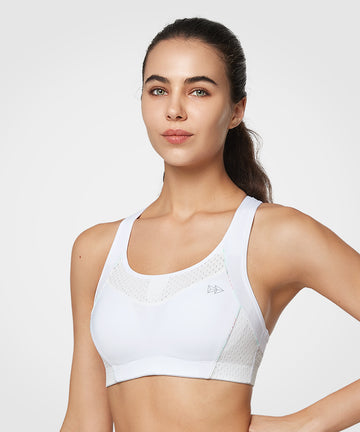 Bluemaple White High Impact Support Sports Bras for Women Racerback Pa