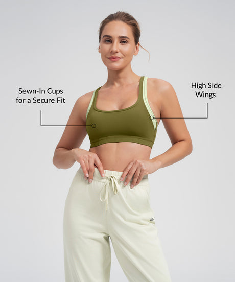 Anywhere Scoop vadderad yoga-bh med dubbla remmar | Sport-bh med lätt stöd för kvinnor