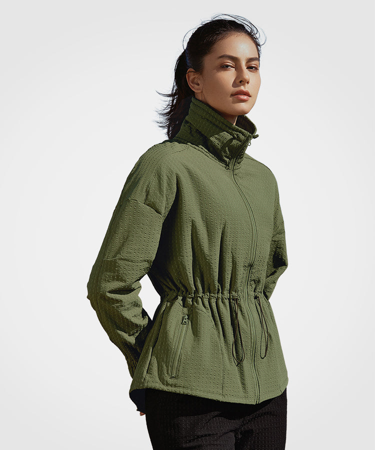 Shift Textured Drawstring Waist Fleece lined Jacket Women's