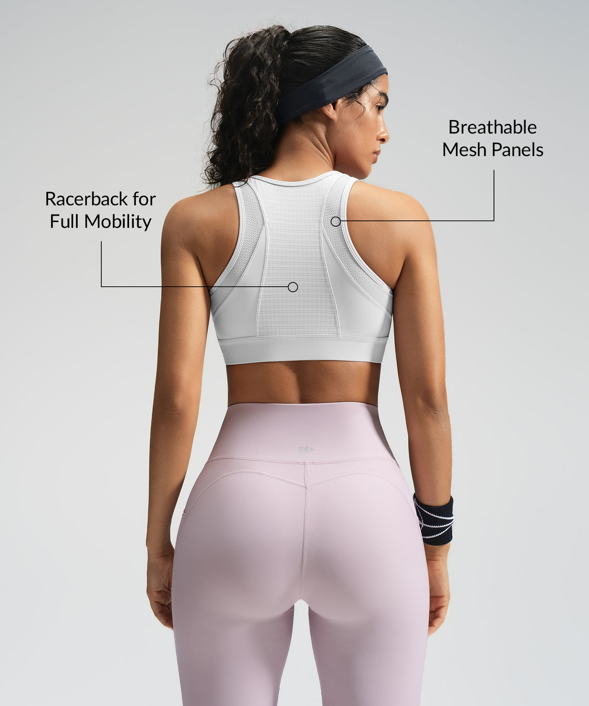 Power Front-Zip Mesh Racerback Löpar-BH | Sport-BH med högt stöd för kvinnor
